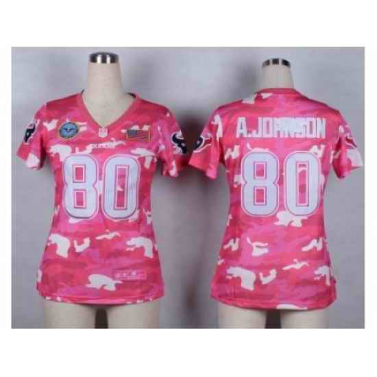 Nike Women Houston Texans #80 A.Johnson Salute to Service New Pink Camo jerseys
